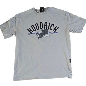 Hoodrich Graphic T Shirt Men's gray blue white Crew Neck Cotton Blend M tee
